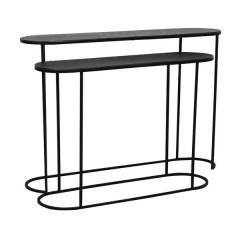 CONSOLE TABLE BOBO ANTIQUE LEAD BLACK SET OF 2 - CONSOLES, DESKS